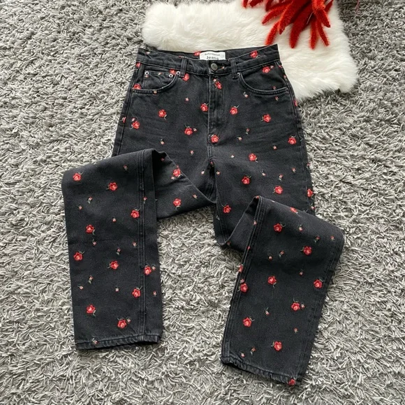 Reformation Floral Embroidered Straight Leg Jeans - Picture 4 of 11